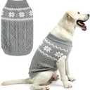 SCIROKKO Warm Winter Dog Sweater - Cold Weather Pet Clothes for Small Medium Large Dogs Indoor Outdoor, Soft Classic Knit Puppy Apparel, Grey, M