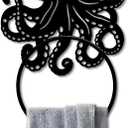 MAYJOYDIY Octopus Towel Rack Metal Towel Ring Holder Wall Mounted Round Octopus Tentacle Wall Decor Round Hand Towel Holder Metal Hand Towel Ring Holder for Bathroom Wall Mounted Hanging
