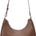 Crescent Shoulder Bags for Women Cute Hobo Tote Handbag Under the Arm Purses Mini Clutch Purse with Zipper Closure (Coffee)