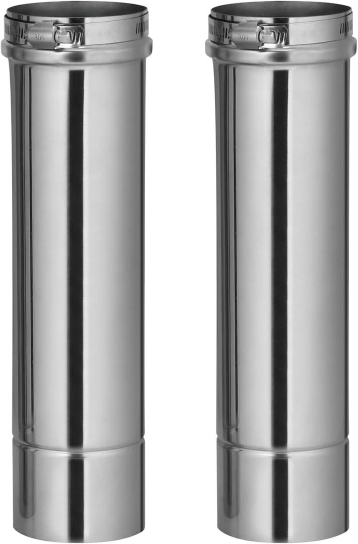 GASLAND 2PCS Exhaust Pipe, 3" OD x 11.6" Length Stainless Steel Direct Vent Straight Pipe, Ideal for Water Heater Round Tube Air Ventilation and Vent Pipe Ductwork