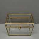 Okllen Glass Wedding Card Box with Lock and Slot, Gold Rim Envelop Box Gift Holder, Vintage Clear Card Box for Wedding Reception, Baby Shower, Birthday, Graduation (Glass Box and Lock Only)