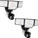 LUTEC 80W 9000LM LED Security Lights Motion Sensor Outdoor Lights, 4 Head LED Flood Light Outdoor 5000K Daylight, IP65 Waterproof, Motion Detected Light for Outside, Garage, Yard - 2 Pack (Black)