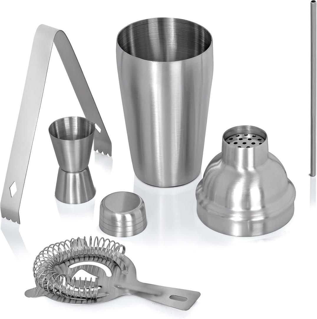 Wyndham House Cocktail Shaker Set for the Home Bar, Great for Martinis, Stainless Steel, 5-Piece Wyndham House Cocktail Shaker Set for the Home Bar, Great for Martinis, Stainless Steel, 5-Piece