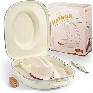 Cowboy Hat Box, Cowboy Hat Case for Travel, Crush Proof Storage for Western/Panama/Fedora, Carrier with Adjustable Shoulder Strap & Brush