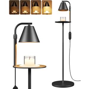 Candle Warmer Lamp, Floor Candle Lamp Warmer, Adjustable Height Dimmable Candle Warmer with Timer for Scented Jar Candles, Birthday Presents for Women, Electric Wax Melt Warmer Modern Home Decor (Black)