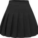 Pleated Skirts for Women High Waist Mini Tennis Skater Skirt Casual Basic Skirts Cheerleader (XX-Large, Black)