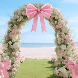 Large Bow for Party Birthday Decorations, 16 x 20 Inch Giant Bows for Backdrop Door Room Wall Decor, Pink Ribbon Bow Coquette Bows Decor for Girls Women Baby Shower