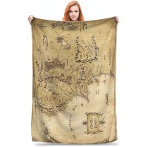 Middle Earth Map Blanket Soft Flannel Fleece Throw Blanket for Couch Bed Bedroom Decor 50"X40" 
