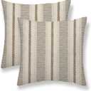 Brown Grey Pillow Covers 18 x 18 Inch Set of 2 Boho Polka Dot Striped Decorative Outdoor Throw Pillow Covers Linen Farmhouse Modern Pillowcase for Home Sofa Couch Decor