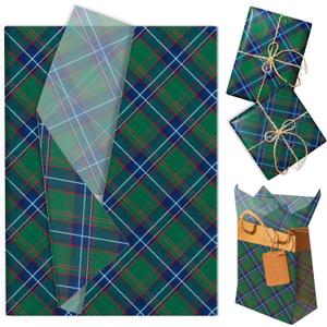 100 Sheets Green Plaid Tissue Paper Green Buffalo Wrapping Tissue Paper DIY Crafts Decorative Supplies for Birthday Wedding Baby Shower Spring Party Favors,13.8 * 19.7inches, 13.8 * 19.7inches