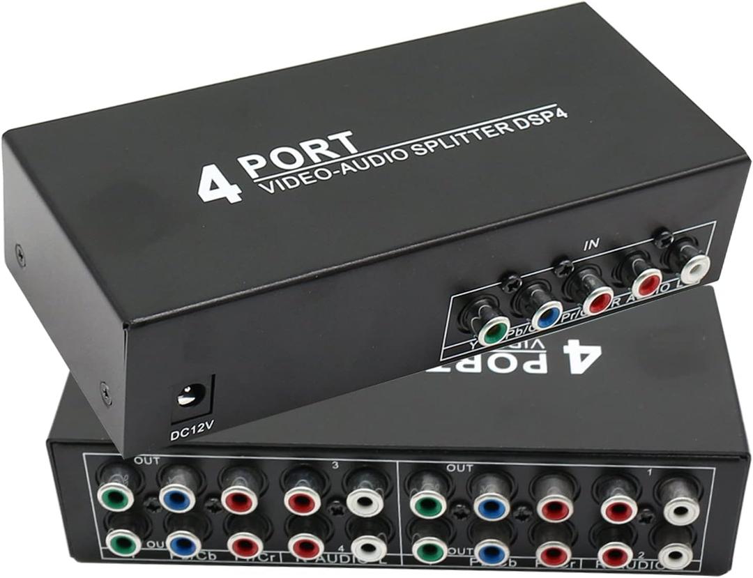 BolAAzuL 5-Way RCA Component Video Audio Splitter, 1 in 4 Out, YPbPr Component Video, L/R Audio, AV Splitter Box for PS2, Wii, Xbox, DVD, HDTV