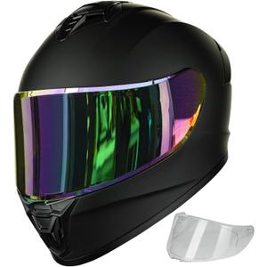 Motorcycle Helmets for Adult Men Women, Full Face Lightweight Street Bike Racing DOT Helmet with Extra Clear Visor Model AU-T801 (Medium, Matte Black)