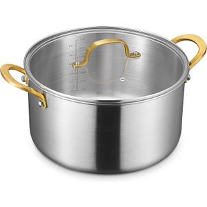 BEZIA 12 Quart 3-Ply Stainless Steel Stockpot, Soup Pot with Lid in Fully Clad Tri-Ply Stainless Steel, Even Heat Distribution, Cooking Pot with Handles, All Cooktops Compatible, Perfect for Stew