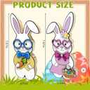 2 x YQUQWN 2 Pcs Easter Bunny Decorations for Table Easter Table Decor Wooden Rabbit Table Signs with Relief Bowtie and Flower for Spring Home Tiered Tray Decor Office Table Decorations