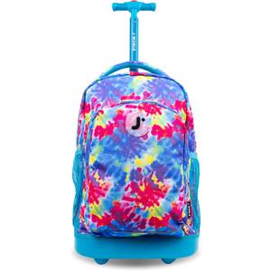 J World Sunny Rolling Backpack for Kids. Roller Bag With Wheels, Tie Dye, One Size