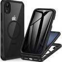 CENHUFO Privacy Magnetic for iPhone XR Case, Full Body Phone Case Built-in 9H Tempered Glass Privacy Screen Protector [Compatible with Magsafe] Shockproof Protective Bumper Clear Cover - Black