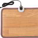 AC 110V Heated Floor Mat for Foot, Wood Stripe Carbon Crystal Heating Pad, Electric Heated Foot Warmers for Office, Home Brown