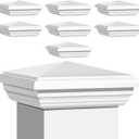 Sasylvia 8 Pcs 4 x 4 Inch Vinyl Fence Post Caps (Actual 4x4), White PVC England Style Cap Top Pyramid Square Waterproof UV Resistant Decorative Vinyl Fence Post Caps
