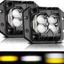 Flush Mount Pod Lights 5Inch 2 pcs - 80W Amber White Spot Strobe Side Shooter Rear Bumper Lights for Truck ATV UTV SUV Offroad 4x4 Boat