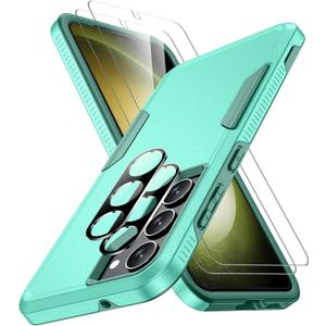 SPIDERCASE Designed for Samsung Galaxy S23 Case, [10 FT Military Grade Drop Protection], 2 Pack [Tempered Glass Screen Protectors+Camera Lens Protectors] Heavy Duty Shockproof Case, Teal