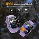 Smart Watch, Smartwatches for Men Women, 1.85" HD Fitness Tracker (Answer/Make Calls), 120+ Sport Modes, Heart Rate/Sleep Monitor, IP68 Waterproof Fitness Watch, Smartwatch (Purple)