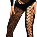 HSUYAB Sexy Jumpsuits For Women, Poster Sheer Mesh Jumpsuit, Exotic Dancewear Dancer Club Leopard Fishnet Clubwear One Piece Outfit Music Festival Rave Outfits One Size Plus Size Black