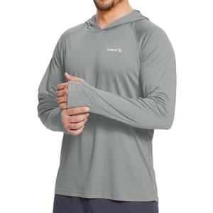 baleaf Men's Sun Protection Hoodie Shirt UPF 50+ Long Sleeve UV SPF T-Shirts Rash Guard Fishing Swimming Lightweight (Large, Style 1-gray)