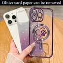 for iPhone 16 Pro Case, Glitter Clear Cute Paw Love Heart, Compatible with MagSafe, Strong Magnetic Full Camera Lens Protection Cover, Soft Slim Bling Phone Case 6.3" - Purple
