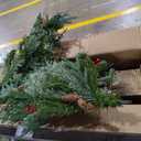 2 Pack 4 Ft Artificial Christmas Entrance Tree in Fake Wooden Box Base with 60 LEDs Warm White Light Timer Waterproof Battery Box Operated 140 Branches 14 Pinecone 12 Berries Xmas Decor for Door Porch