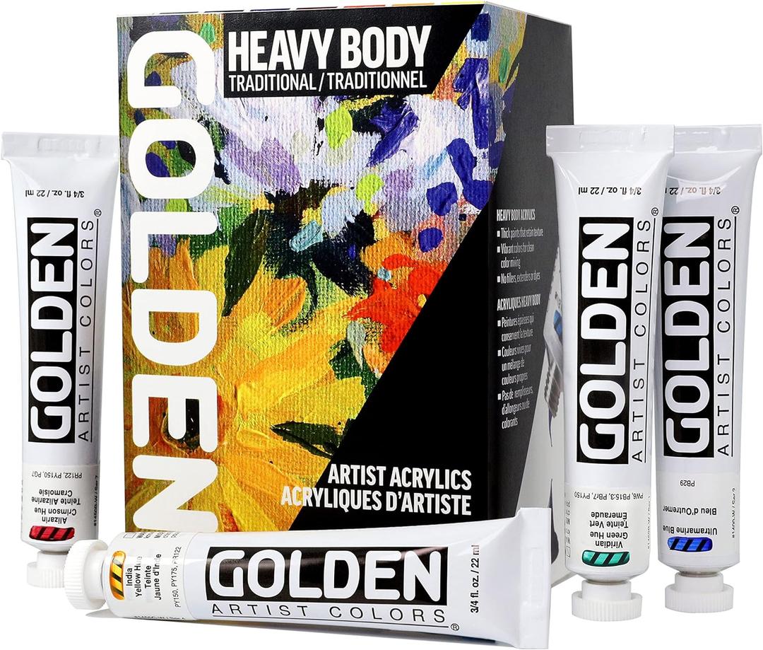 Heavy Body Acrylics by GOLDEN, Traditional Set, 7 Color, Professional Acrylic Paint