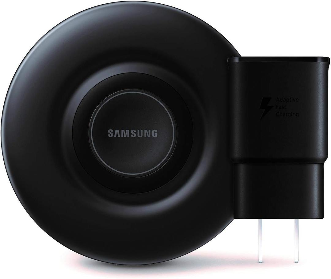 Samsung Qi Certified Fast Charge Wireless Charger Pad (2019 Edition) with Cooling Fan for Galaxy Phones, Watches and Apple Iphone Devices - US Version , Black