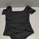 Chunpin Women's Square Neck Bodysuit Ruched Top Mesh Long Sleeve Bodysuits Thong Body Suits Leotard Shirt Going Out (Large)