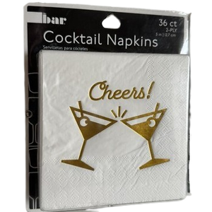 Jacent Cocktail Napkins " Cheers" 36ct. 5 in.