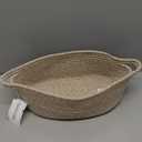 OIAHOMY Gift Basket with Handle, Small Woven Basket with Gift BagRibbon and Wrap Tissue PaperNursery Bins Empty to Fill with Small Items, BabyPet Toy Organizer - Brown (12"x 8"x 5")