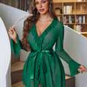 Avidlove Mesh Lingerie Robe Sets Long Sleeve Kimono Nighty With Thong | Sexy, Long Sleeve, Soft, Sheer Mesh, Robe with Thong, Ruffle Bell Sleeves (M)