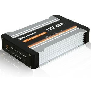 ECO-WORTHY 12V 40A DC to DC Charger with Solar Charge Controller Built-in,2 in 1 On-Board Battery Charger with MPPT LiFePO4 Lithium Battery Gel AGM, Multi-Stage Charging for Solar Panel Alternator 