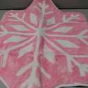 Breling 1 Pcs Christmas Bathroom Rug Small Decor Christmas Kitchen Bathroom Rug Winter Bath Mats Non Slip Carpet for Tub Living Dining Holiday(Snowflake,Pink&White,23.62x23.62)