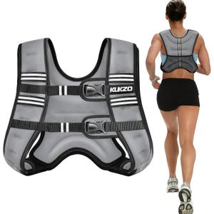 KUKZO Weighted Vest for Women Men 16LB Body Weight Vest with Reflective Stripes for Running,Walking,Workout,Strength Training,Weight Loss
