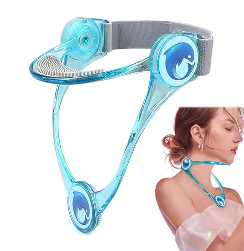 Xemz Adjustable Neck Support, Neck Brace Cervical Collar, Portable Neck Traction Device Neck Stretcher Forward Head Neck Posture Corrector for Women and Men Cervical Spine Pressure Relief (Blue)