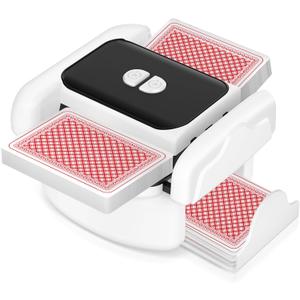 Honlunu Automatic Card Shuffler for 1-2 Decks, One-Click Shuffling and Manual Mode, Portable Rechargeable (2600mAh) Compatible with Poker, UNO, Bridge, Spades, Card Games for Adults & Family