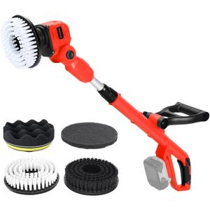 Cordless Power Scrubber Compatible with Milwaukee 18v Battery (Tool Only), Tronyan Brushless Floor Cleaner with Extension Handle, 4 Brush Heads for Floor, Bathroom, Kitchen, Car Cleaning(No Battery)