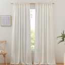 NICETOWN Extra Long Semi Sheer Linen Curtains for Living Room, Rod Pocket & Back Tab Privacy with Light Filtering Linen Weave Burlap Window Treatments for Bedroom, W52 x L144, 2 Panels