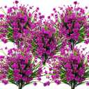Grunyia 10 Bundles Artificial Flowers Outdoor UV Resistant Fake Plants Indoor Outside Hanging Planter Home Garden Decor (Purple)