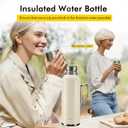 34 oz Insulated Water Bottle, Double Wall Vacuum Stainless Steel Water Flask Jug with Handle & Metal Mechanical Temperature Measuring Cup Lid, Leakproof Travel Bottle Keep Cold 36h Hot 24h