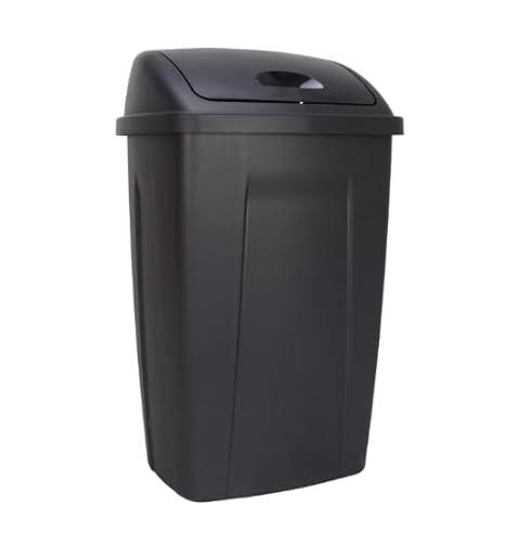 Trash Can, Plastic Swing Top Kitchen Trash Can,Heavy Duty Garbage bin with lid,Odor-Proof & Leak-Proof Design for Home, Office, or Bathroom (Black)  Size : 28"x 9"x13.5"