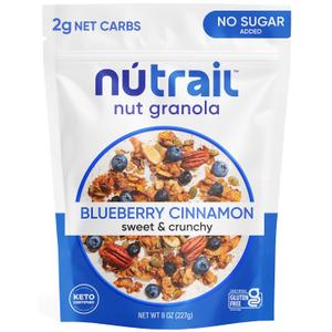 4 x NuTrail Nut Granola Cereal, Blueberry Cinnamon, No Sugar Added, Keto, Low Carb, Gluten Free, Grain Free, Healthy Breakfast 8 oz. 1 Count (EXP 06/28/26)