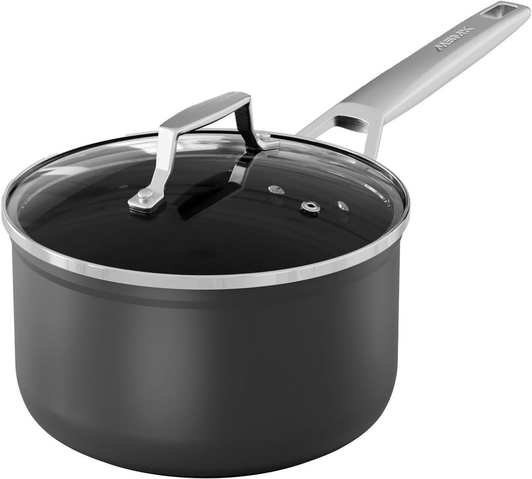 MSMK 2 Quart Saucepan with Lid, Burnt also Nonstick, PFOA Free Non-Toxic, Oven Safe to 700 Scratch-resistant, Induction Cooking Pot, for Induction, Ceramic and Gas Cooktops