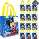 Mickey Mouse Party Favor Bags Set  12 Pack of 8" Mickey Mouse Party Goodie Bags for Kids Bulk Reusable Mini Totes | Disney Birthday Party Supplies