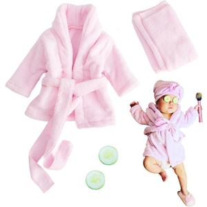 Jastore Newborn Photography Props Bathrobe Outfits Girl Baby Photo Prop Outfit Bathrobe Baby Photoshoot Props Robe (Pink, 0-1 Month)