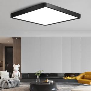 12Inch 24W Square LED Ceiling Light Fixtures Flush Mount, 5000K Daylight White LED Ceiling Lamp, Surface Mount Modern Ceiling Lights, Black Slim Flat Panel Lighting for Bedroom, Kitchen, Bathroom Etc (12 inch Black)